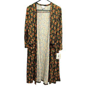 Lularoe Floral Print Open-Front Cardigan With 3/4 Sleeves Size XS